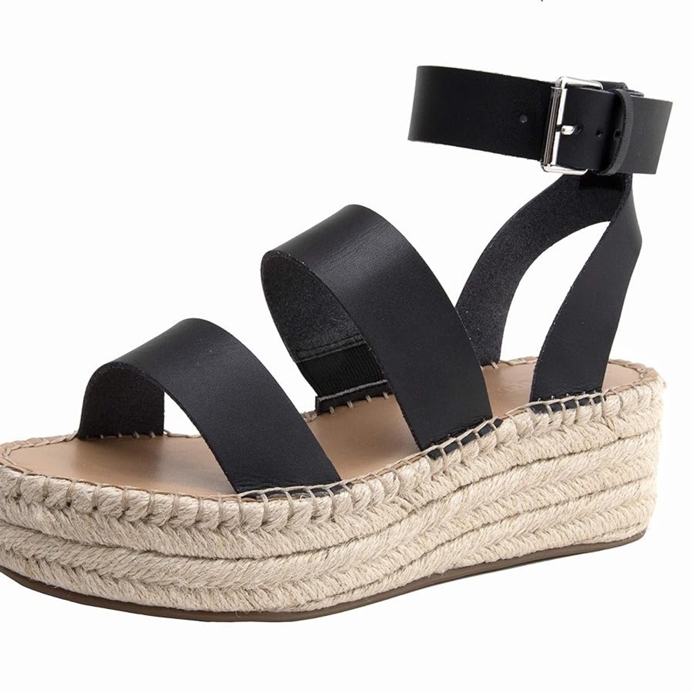 El Drop Elegant Black Espadrille Sandals - Picture 4 of 7